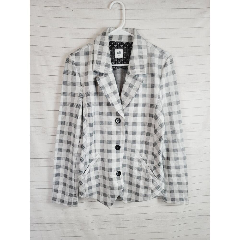 CAbi Valentina Plaid Check Ponte Knit Blazer, sz 10